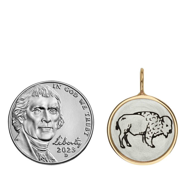 HEATHER B. MOORE Sterling Silver Bison Charm Framed in Gold