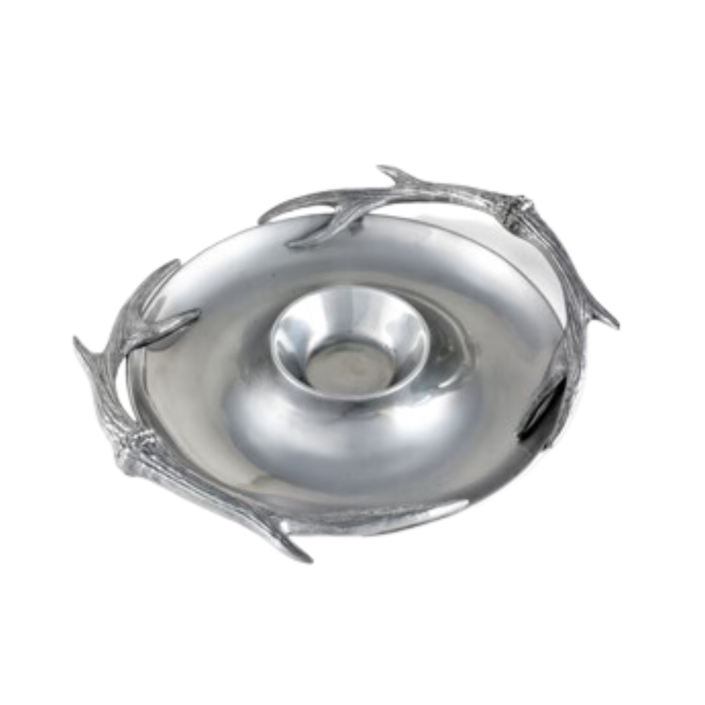 ARTHUR COURT ANTLER CHIP AND DIP SERVING DISH