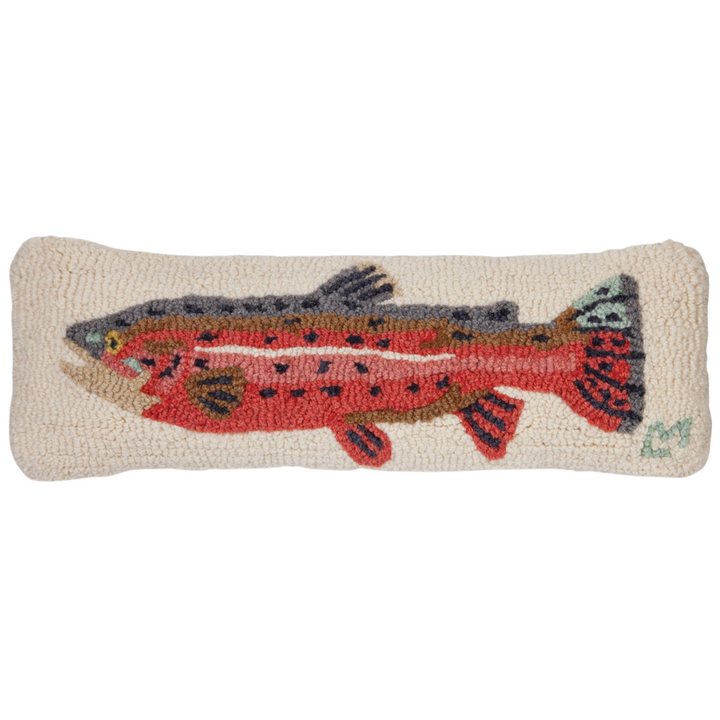 CHANDLER 4 CORNERS Bright Trout Hand Hooked Wool Pillow