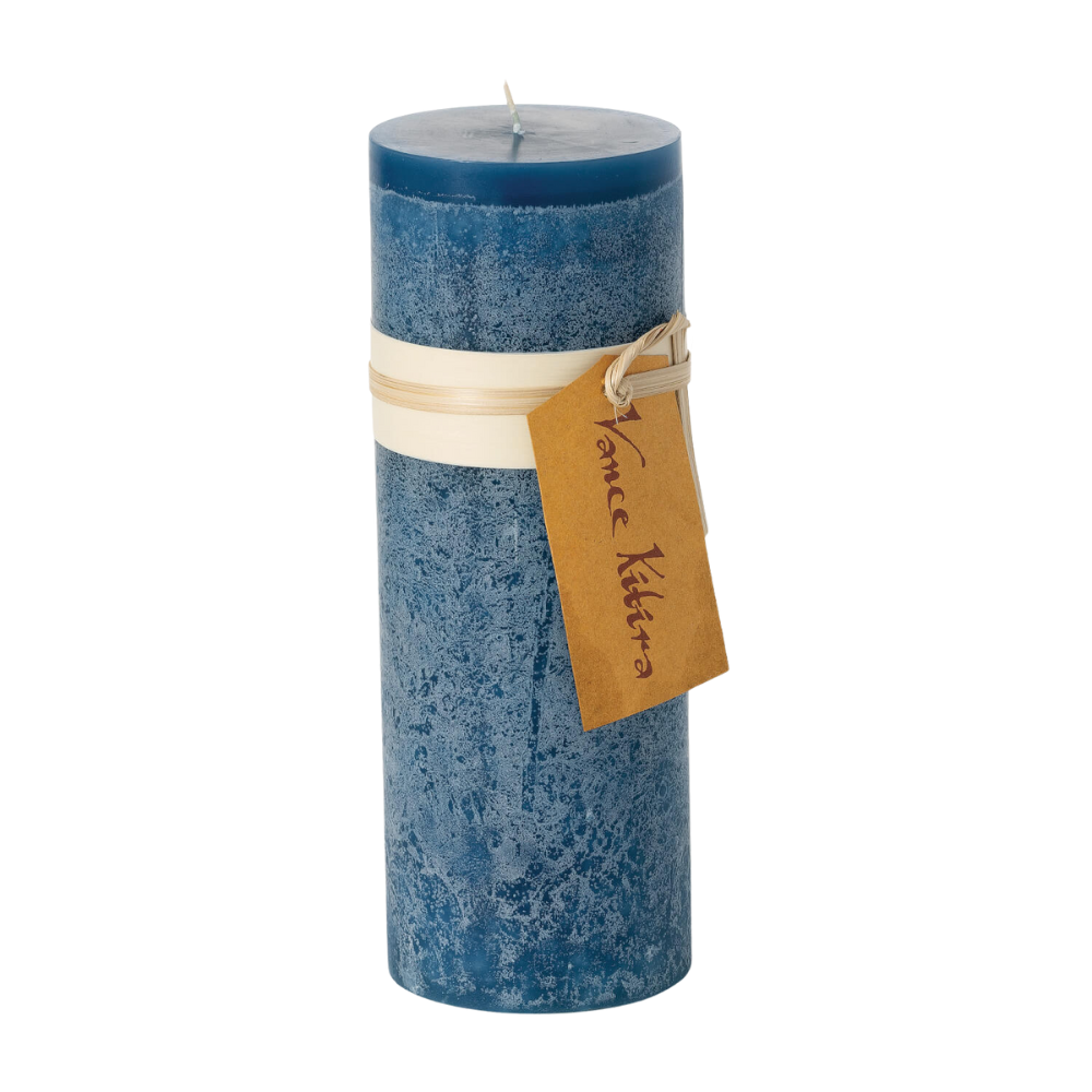 SULLIVANS Timber Pillar English Blue Candle