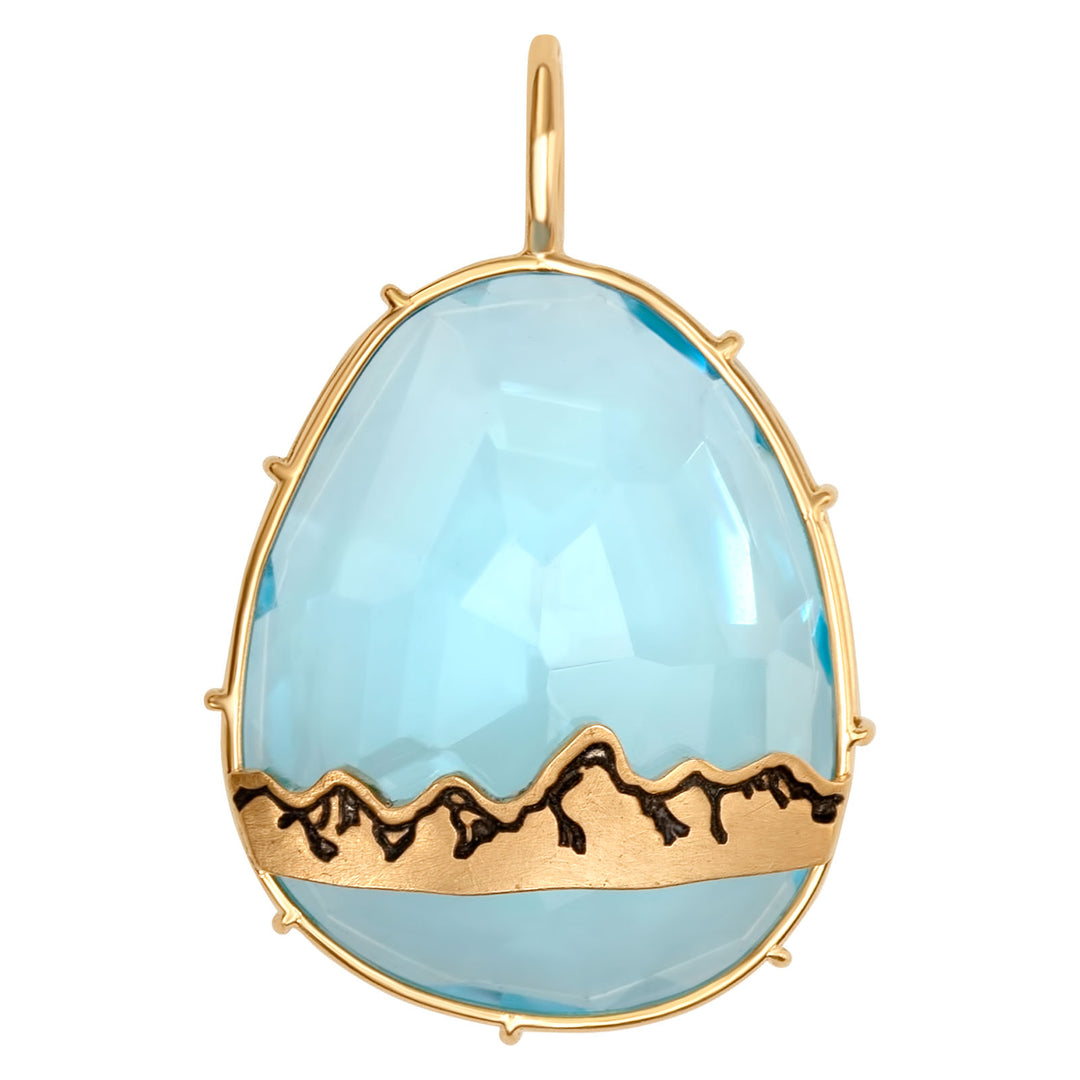 HEATHER B. MOORE BLUE TOPAZ WITH YELLOW GOLD TETON MOUNTAIN RANGE