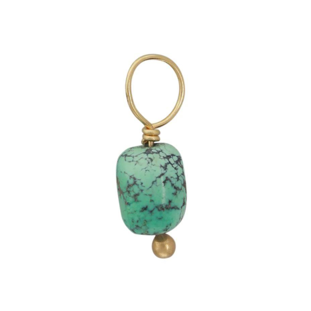 HEATHER B. MOORE Vein Turquoise Unfaceted Cylinder Gemstone With Yellow Gold