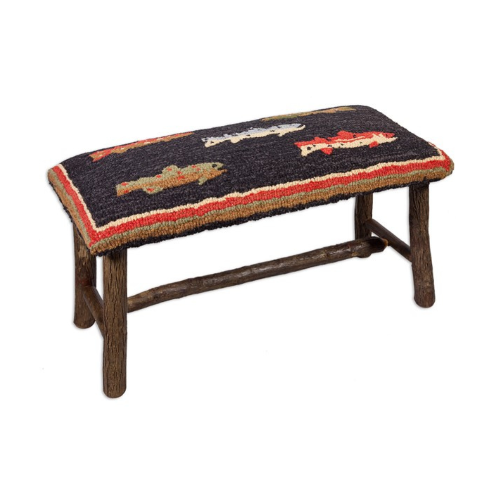 CHANDLER 4 CORNERS River Fish Hand Hook Wool Topped Bench