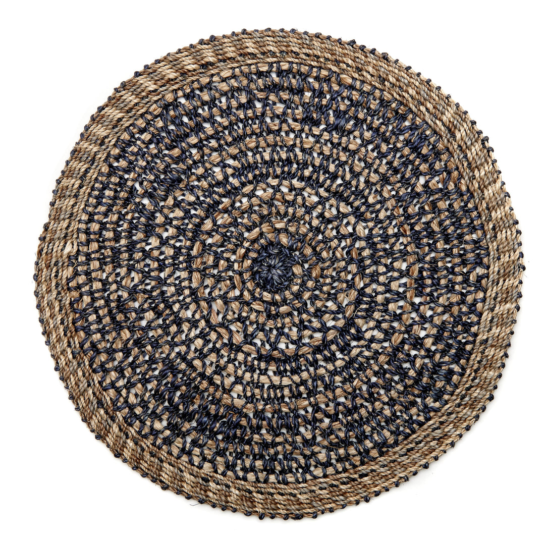 DEBORAH RHODES Crochet Abaca Grey Placemat