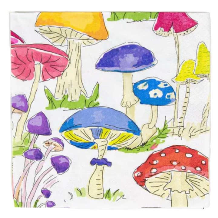 CASPARI Woodland Mushrooms Boxed Cocktail Napkins