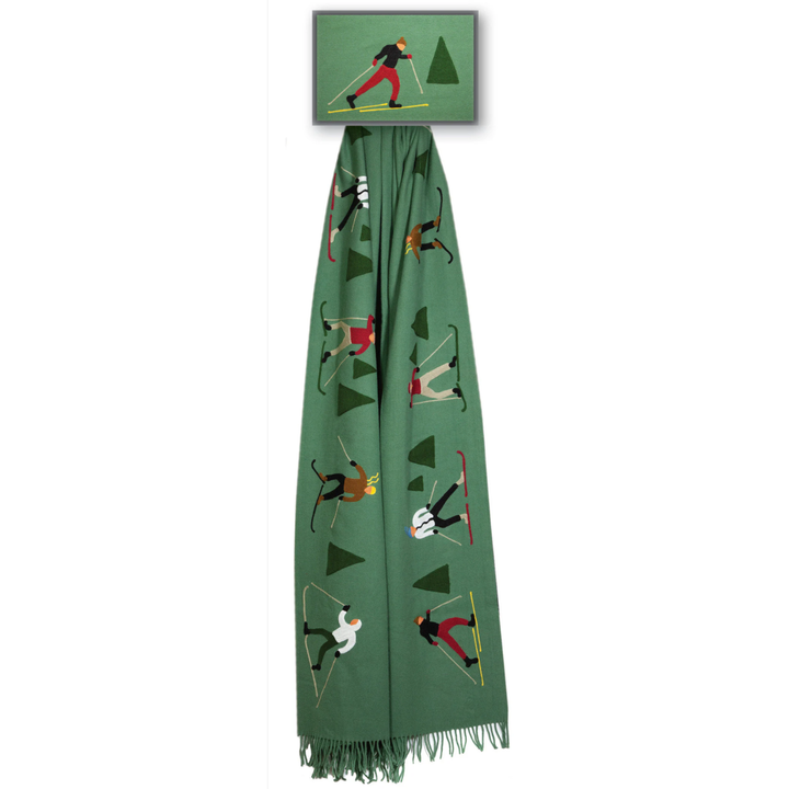 CHANDLER 4 CORNERS Wool Throw Blanket With Cross Country Skier