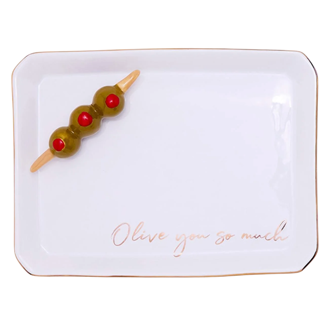 TWO'S COMPANY Olive Icon Trinker Tray
