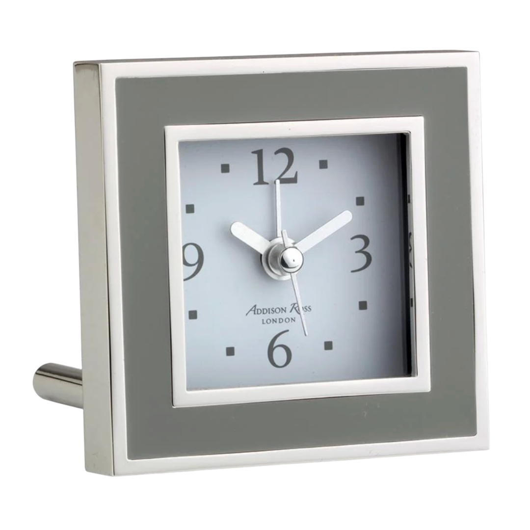 ADDISON ROSS Taupe Enamel Square Alarm Clock