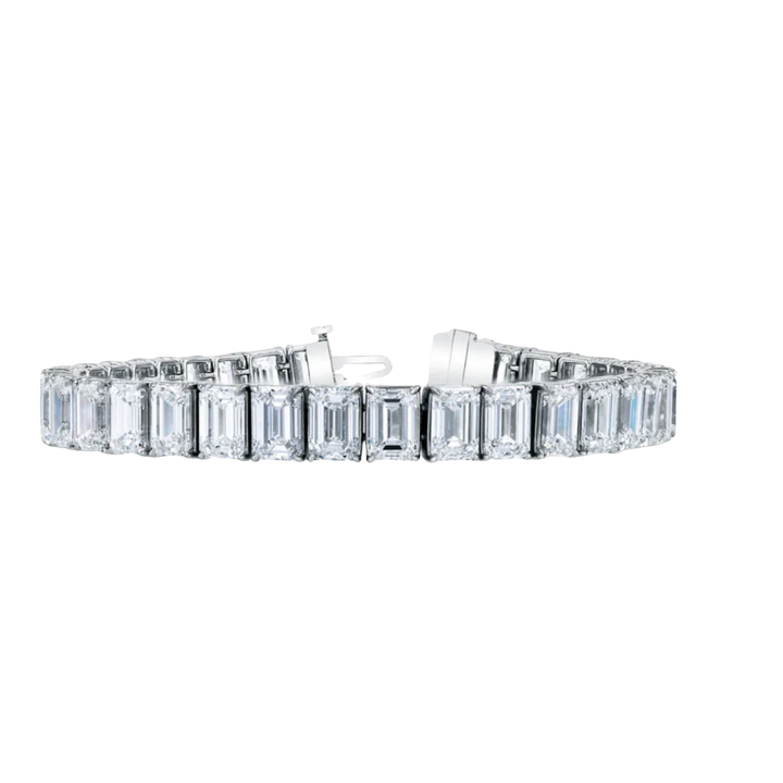 JOSHUA J Belle Shops North South Prong Set Emerald Cut Diamond White Gold Bracelet