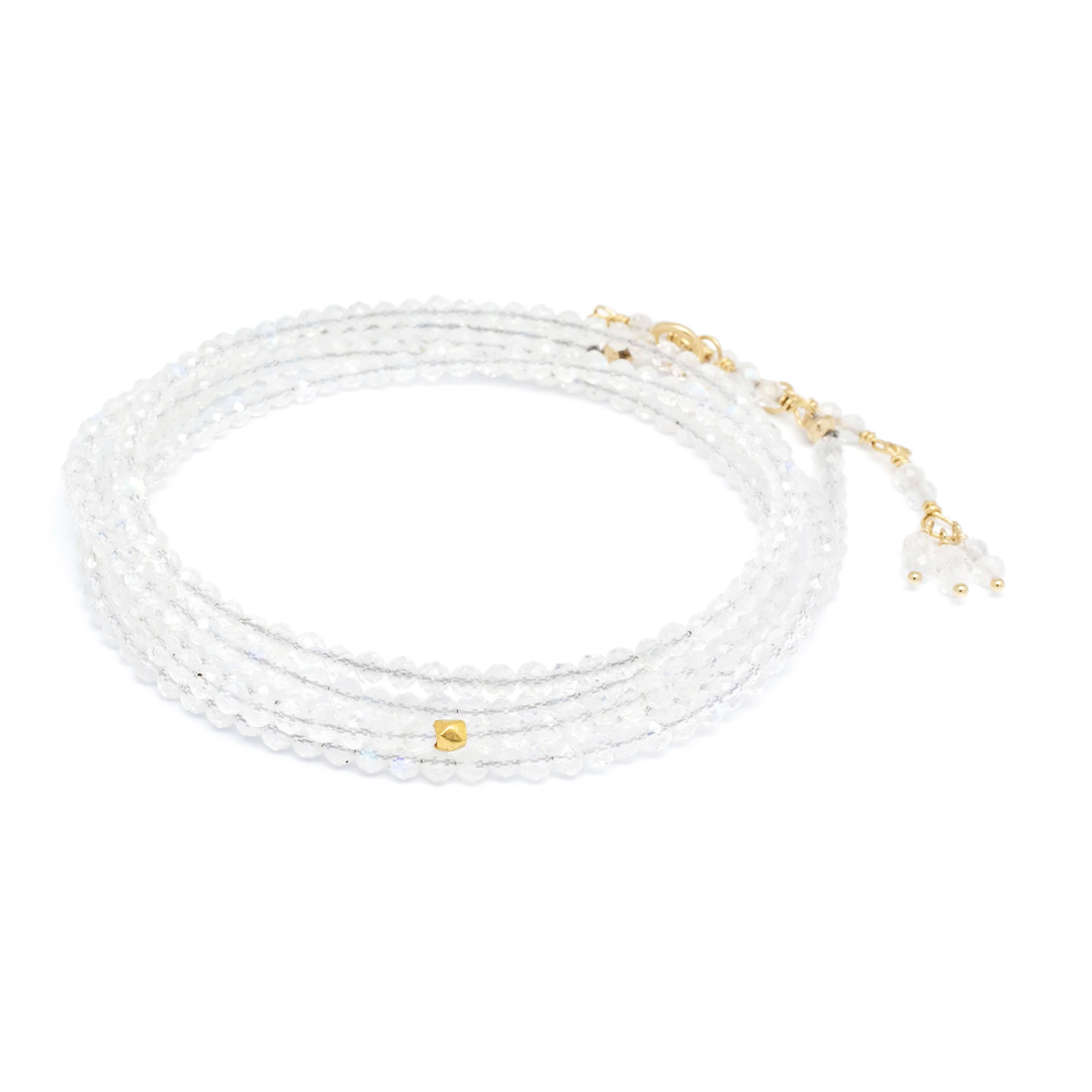 ANNE SPORTUN 18K Yellow Gold Hex Bead Wrap Moonstone Bracelet Or Necklace