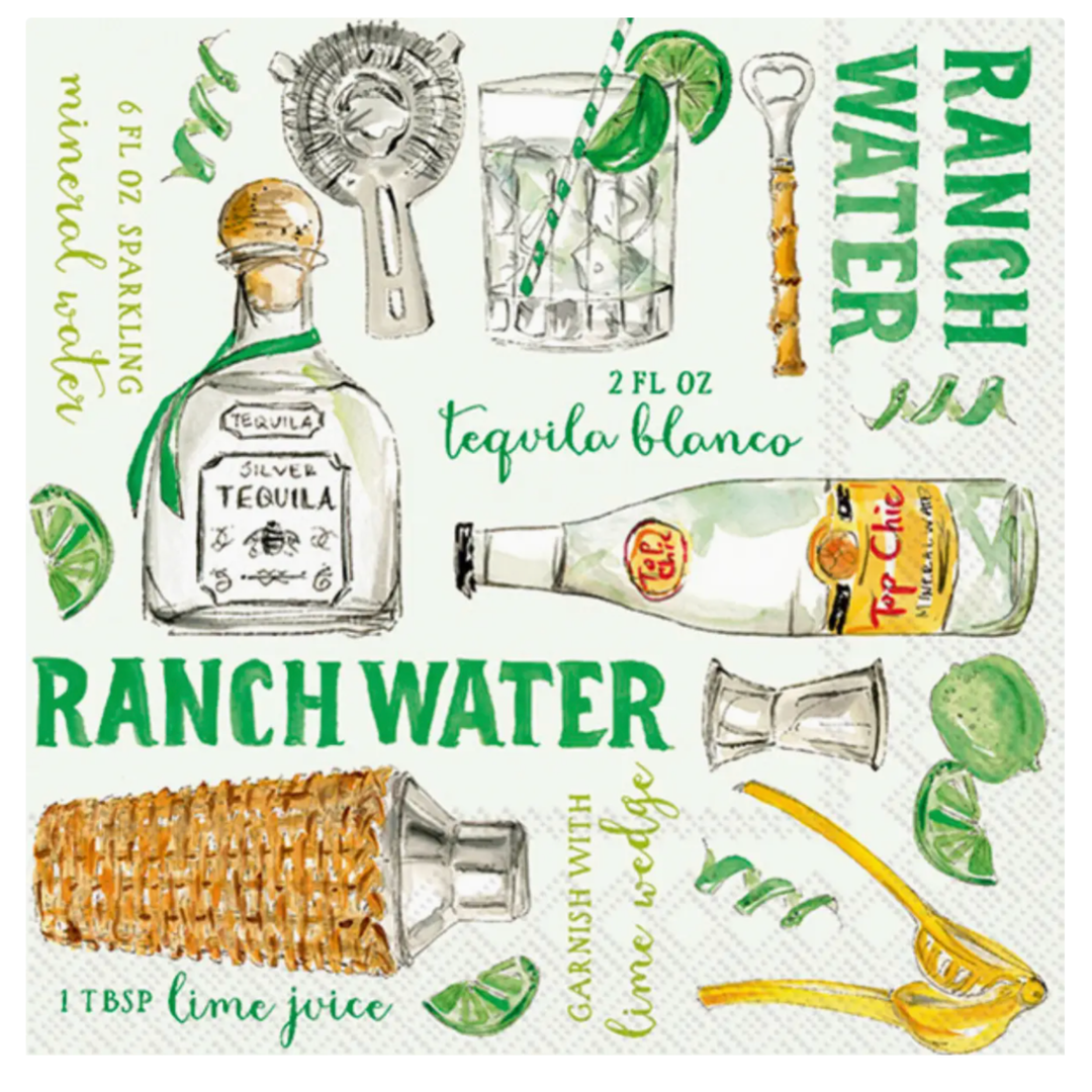 BOSTON INTERNATIONAL Ranch Water Paper Cocktail Napkins