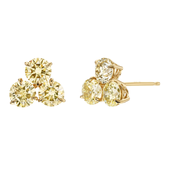 MELUZZA 18K Yellow Gold Vanilla Ice Cream Diamond Stud Earrings
