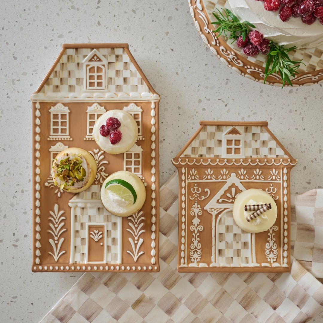 MACKENZIE CHILDS MacKenzie-Childs Mocha Check Gingerbread Serving Platter