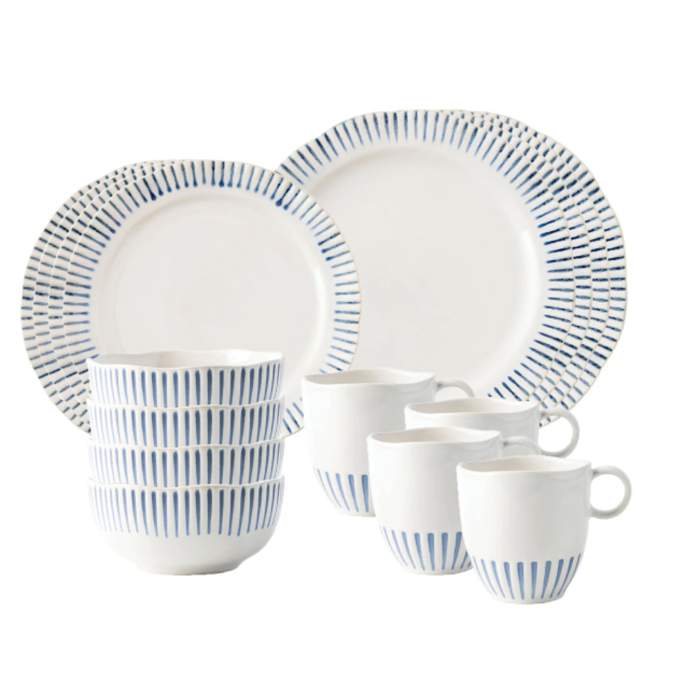 JULISKA Sitio Stripe 16PC Delft Blue Place Setting (Online Only)
