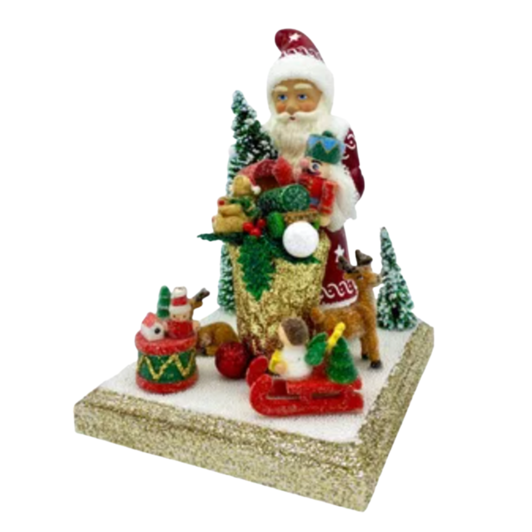 ALEXANDER TARON Schaller Paper Mache Santa Claus Red Beaded Edge- made in Germany - 8"H x 5.5"W x 6.25"D Default Title