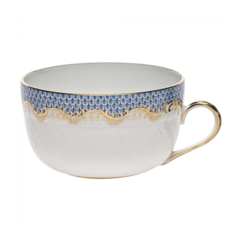 HEREND Fish Scale Light Blue Canton Tea Cup