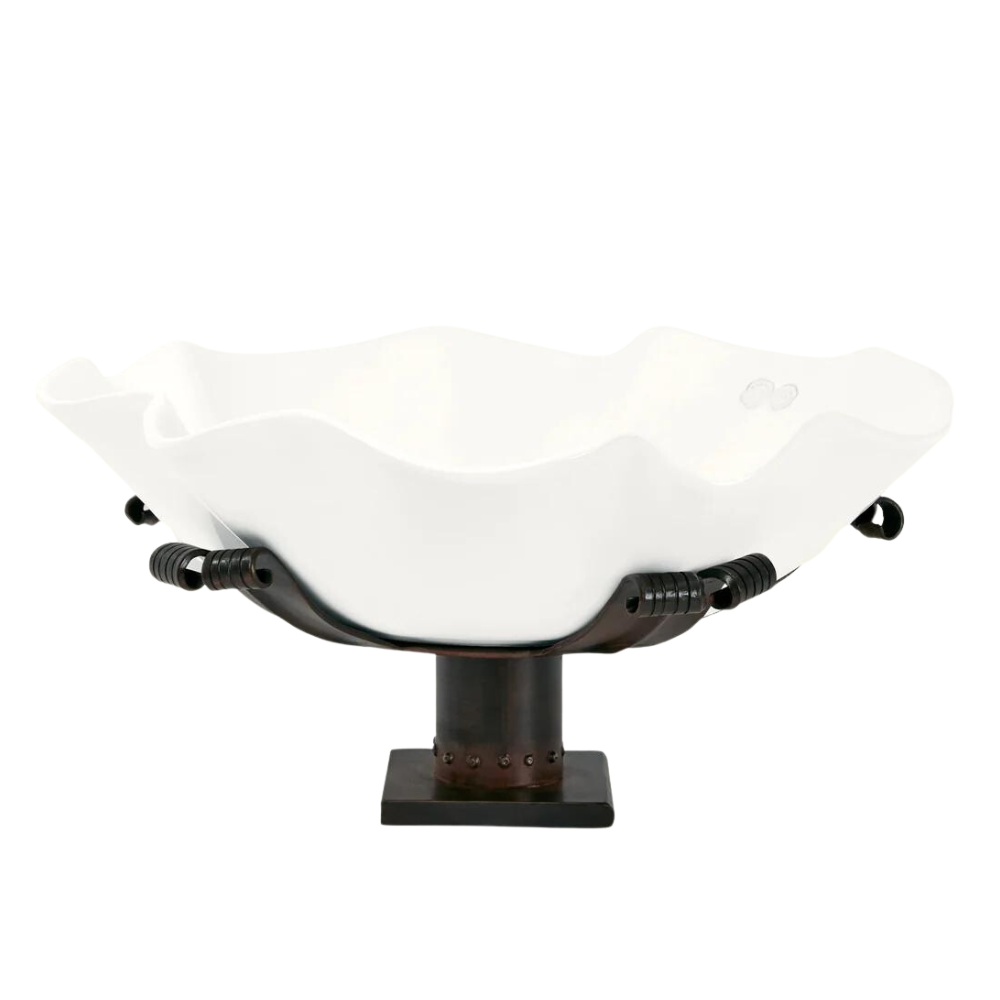 JAN BARBOGLIO Florence Bowl With Forged Arms Iron Stand