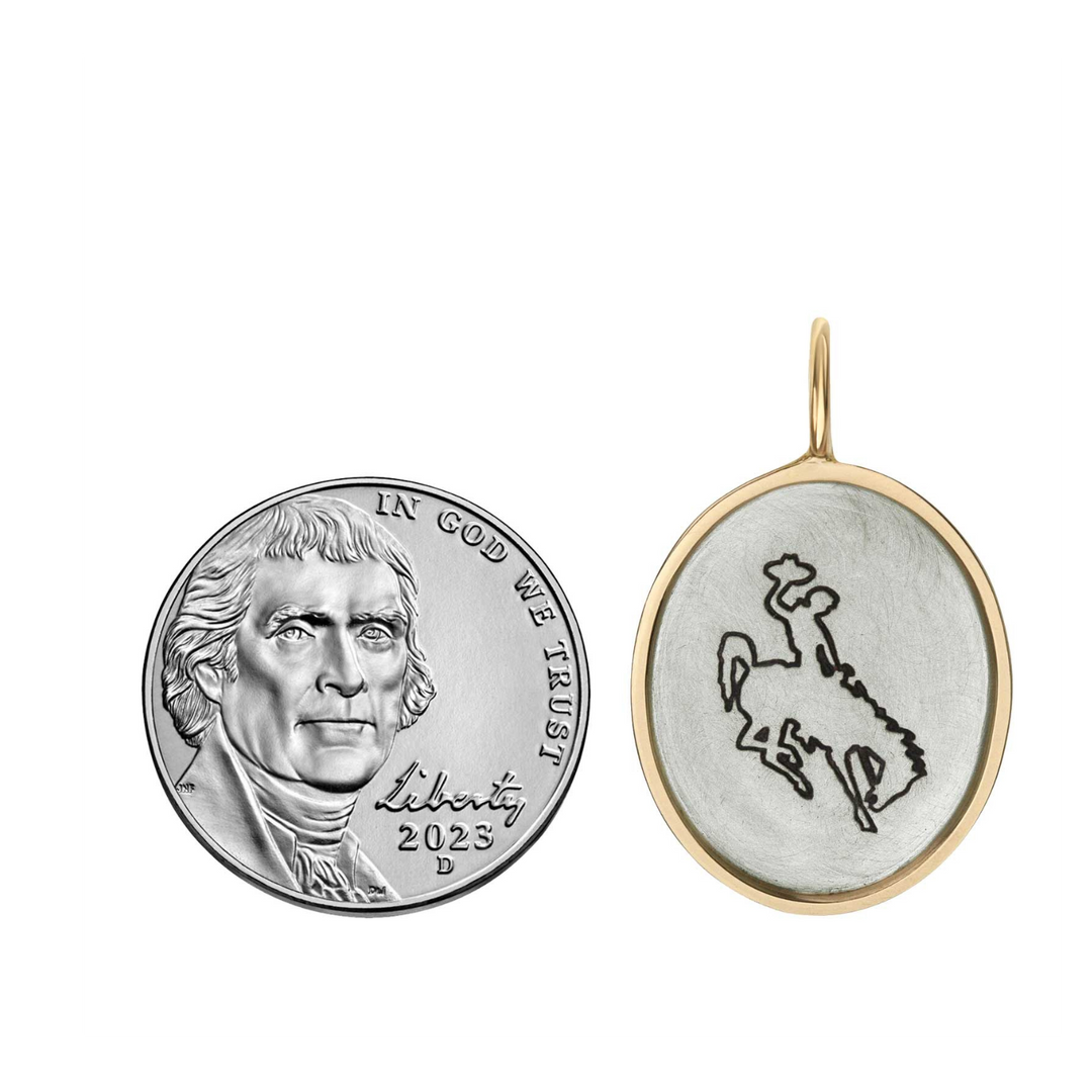 HEATHER B. MOORE STERLING COWBOY CHARM WITH YELLOW GOLD FRAME