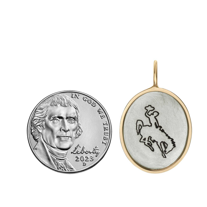 HEATHER B. MOORE STERLING COWBOY CHARM WITH YELLOW GOLD FRAME
