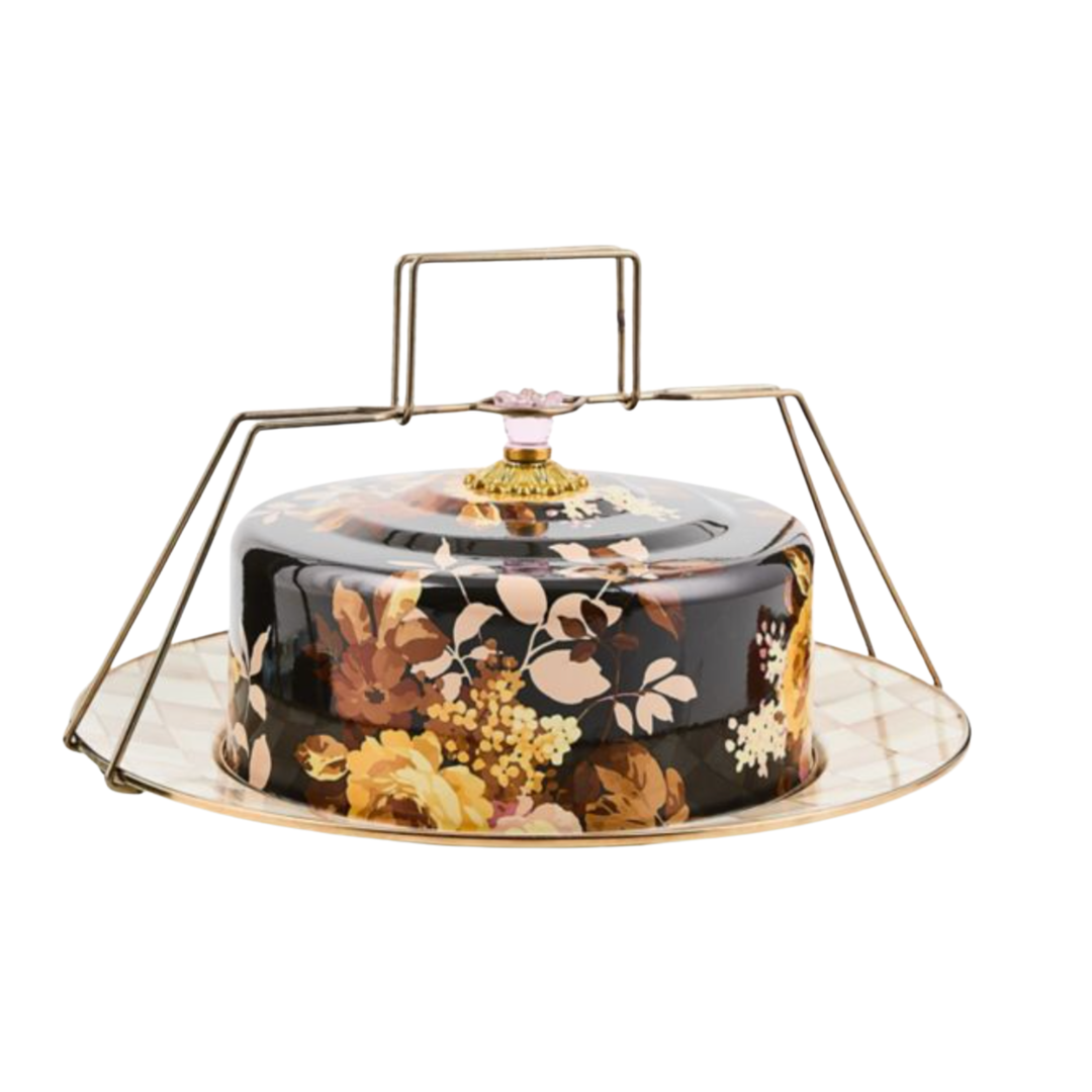 MACKENZIE CHILDS Wild Rose Brown Cake Carrier Default Title