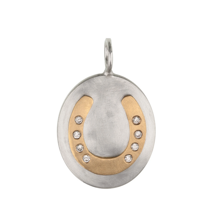 HEATHER B. MOORE Diamond Horseshoe Oval Charm