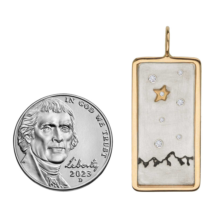 HEATHER B. MOORE Tetons Gold Framed Silver ID Tag With Raised Star And Diamonds