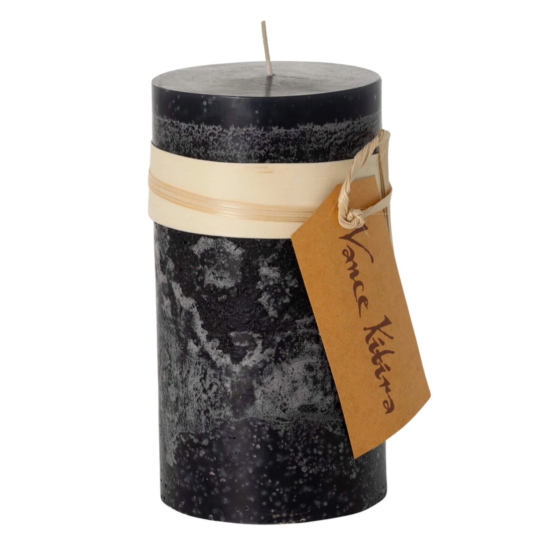 SULLIVANS Timber Pillar Candle Distressed Finish Black