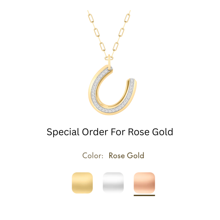 Phillips House Lucky Horseshoe Necklace With Diamonds ROSE GOLD