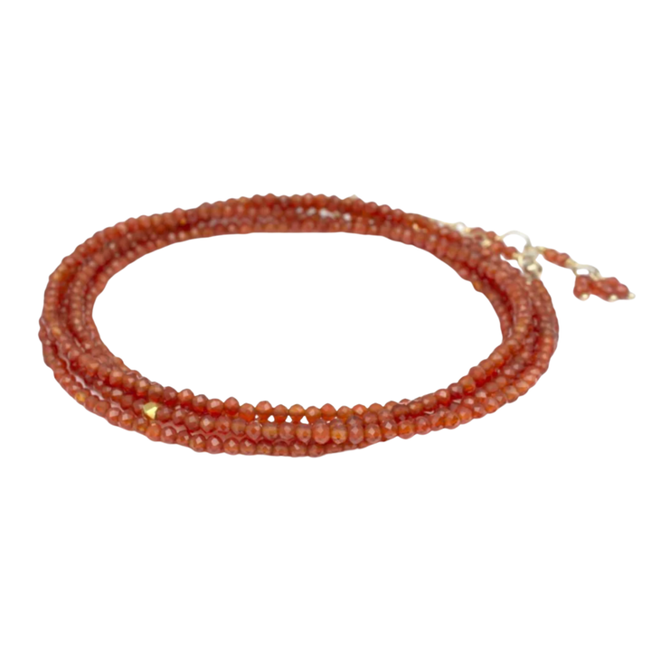 ANNE SPORTUN 18K Yellow Gold Hex Red Carnelian Confetti Wrap Bracelet Or Necklace Default Title