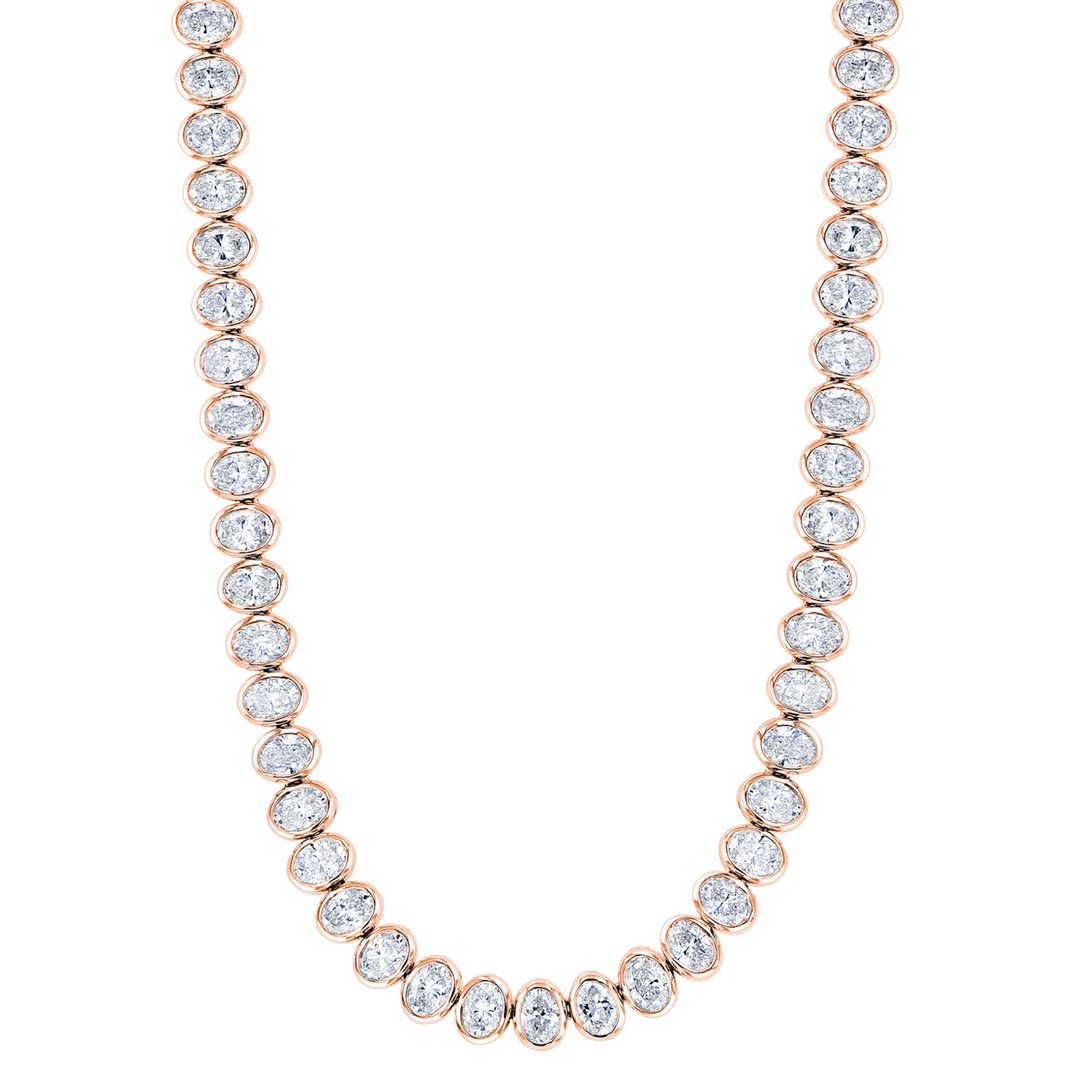 BELLE SHOPS DIAMONDS Belle Shops Diamonds Rose Gold Oval Cut Tennis Necklace
