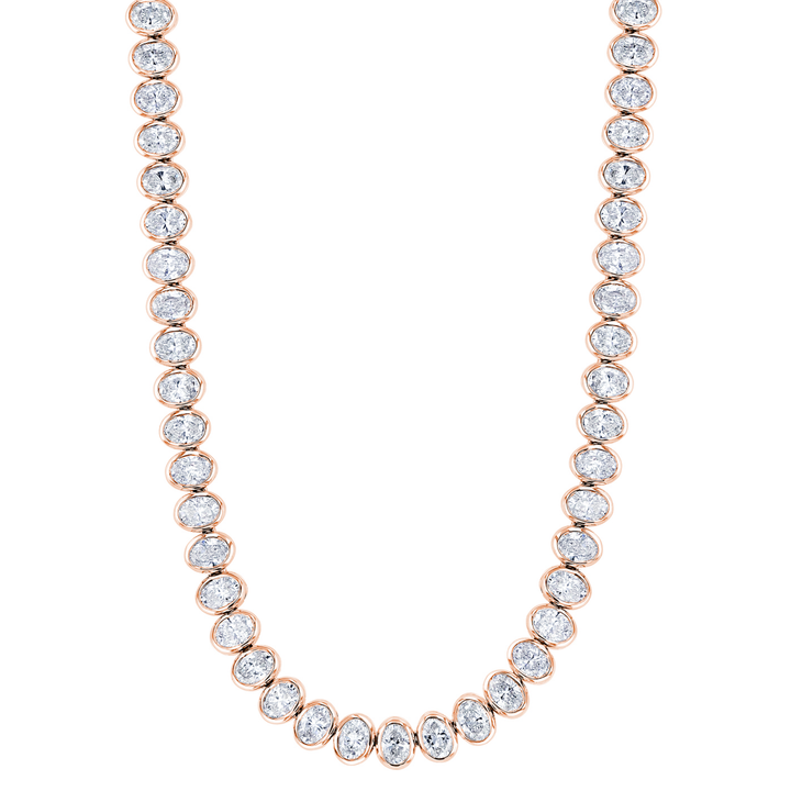 BELLE SHOPS DIAMONDS Belle Shops Diamonds Rose Gold Oval Cut Tennis Necklace