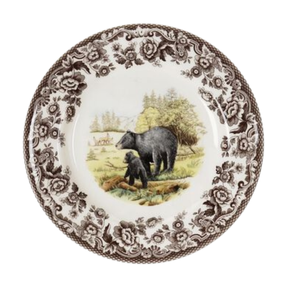 SPODE WOOLDLAND BLACK BEAR SALAD PLATE