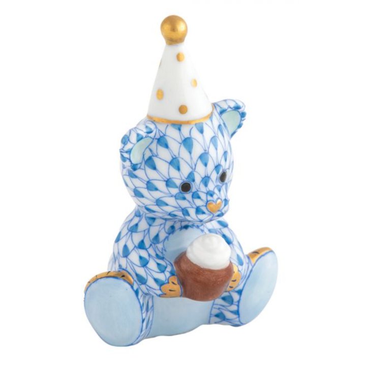 HEREND Birthday Bear BLUE