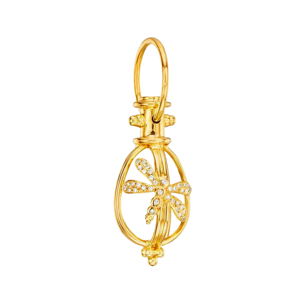 TEMPLE ST CLAIR 18K Yellow Gold Dragon Fly With Diamonds Amulet