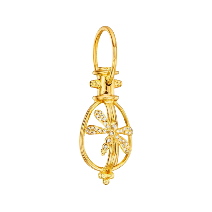 TEMPLE ST CLAIR 18K Yellow Gold Dragon Fly With Diamonds Amulet