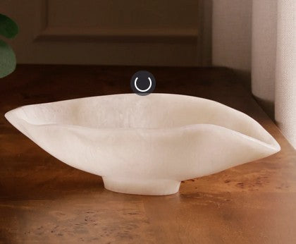 BEATRIZ BALL Alabaster White Swirl Small Oval Bowl