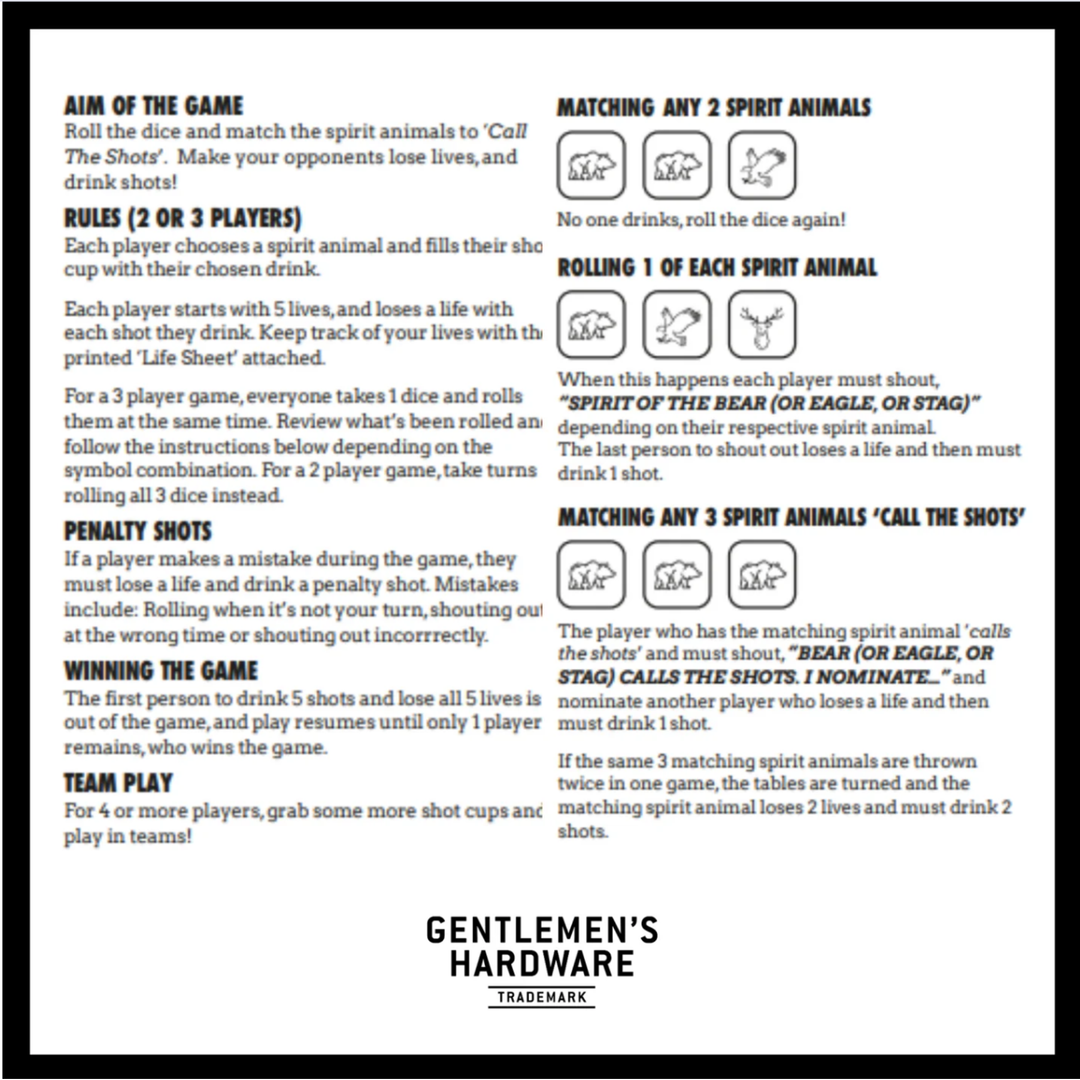 GENTLEMEN'S HARDWARE Campfire Call The Shots Shot Cup and Dice Game