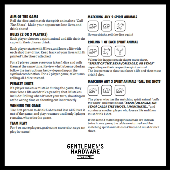 GENTLEMEN'S HARDWARE Campfire Call The Shots Shot Cup and Dice Game