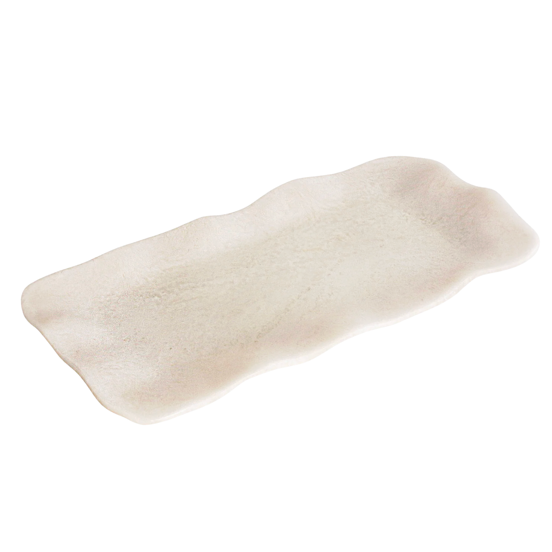 BEATRIZ BALL Alabaster White Swirl Long Rectangular Tray