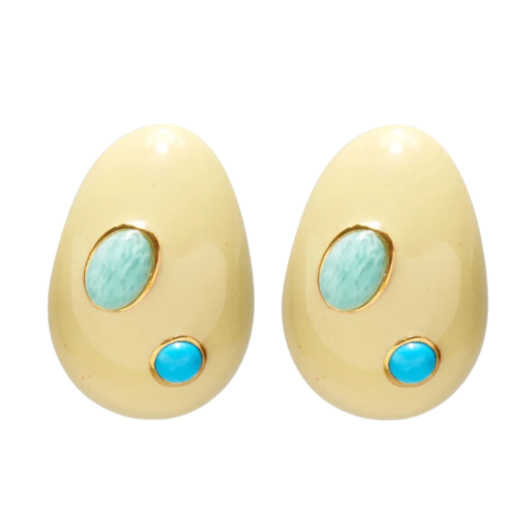 LIZZIE FORTUNATO Mini ARP Earrings In Studded Cream