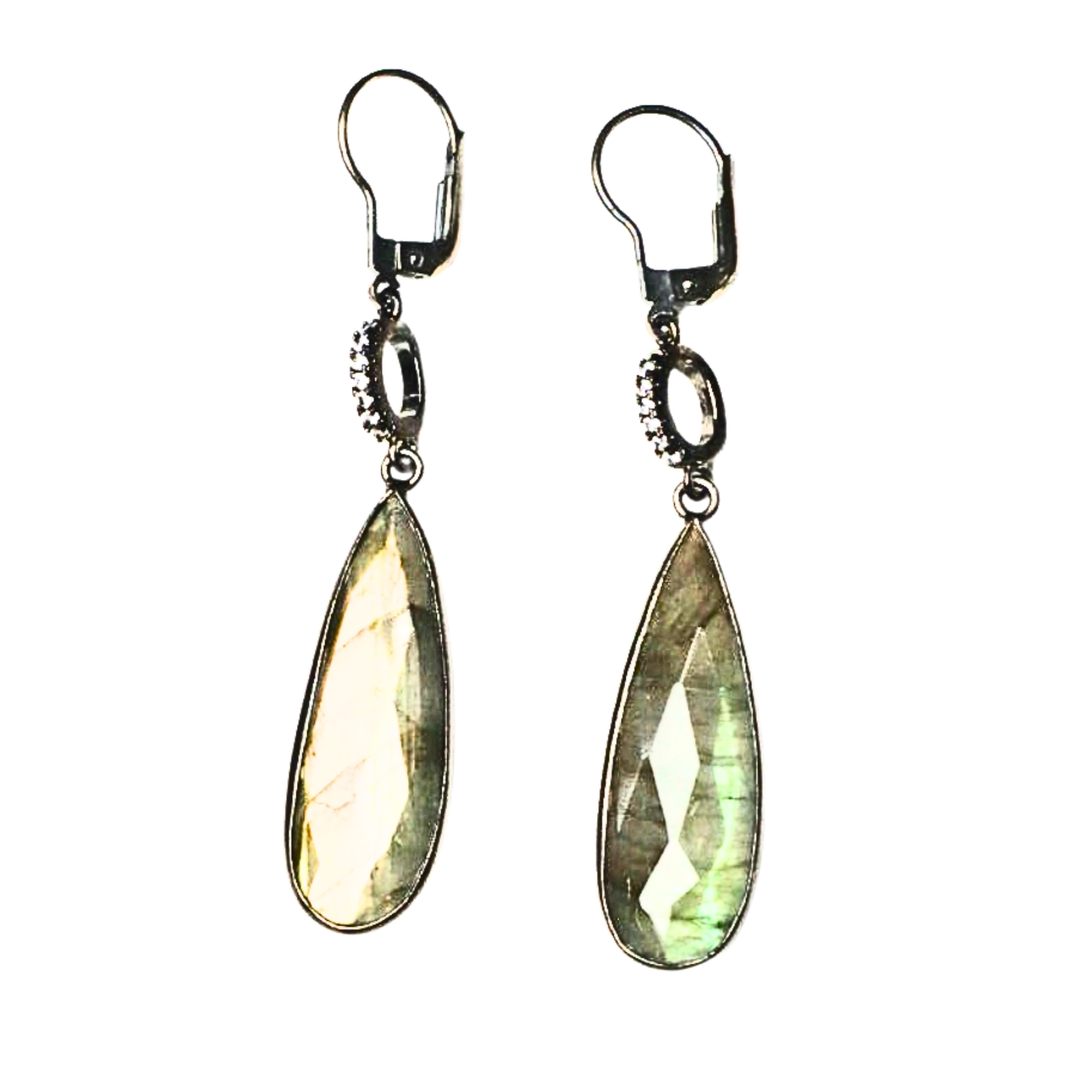KELLY FLETCHER Kelly Fletcher Labradorite Drop Earrings with White Sapphire Default Title