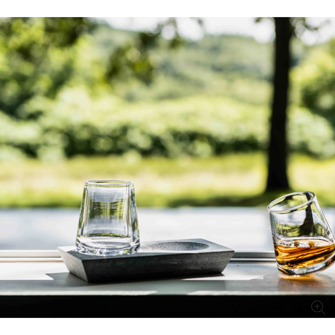 SIMON PEARCE Alpine Whiskey Glass Set of 2 with Soapstone Base