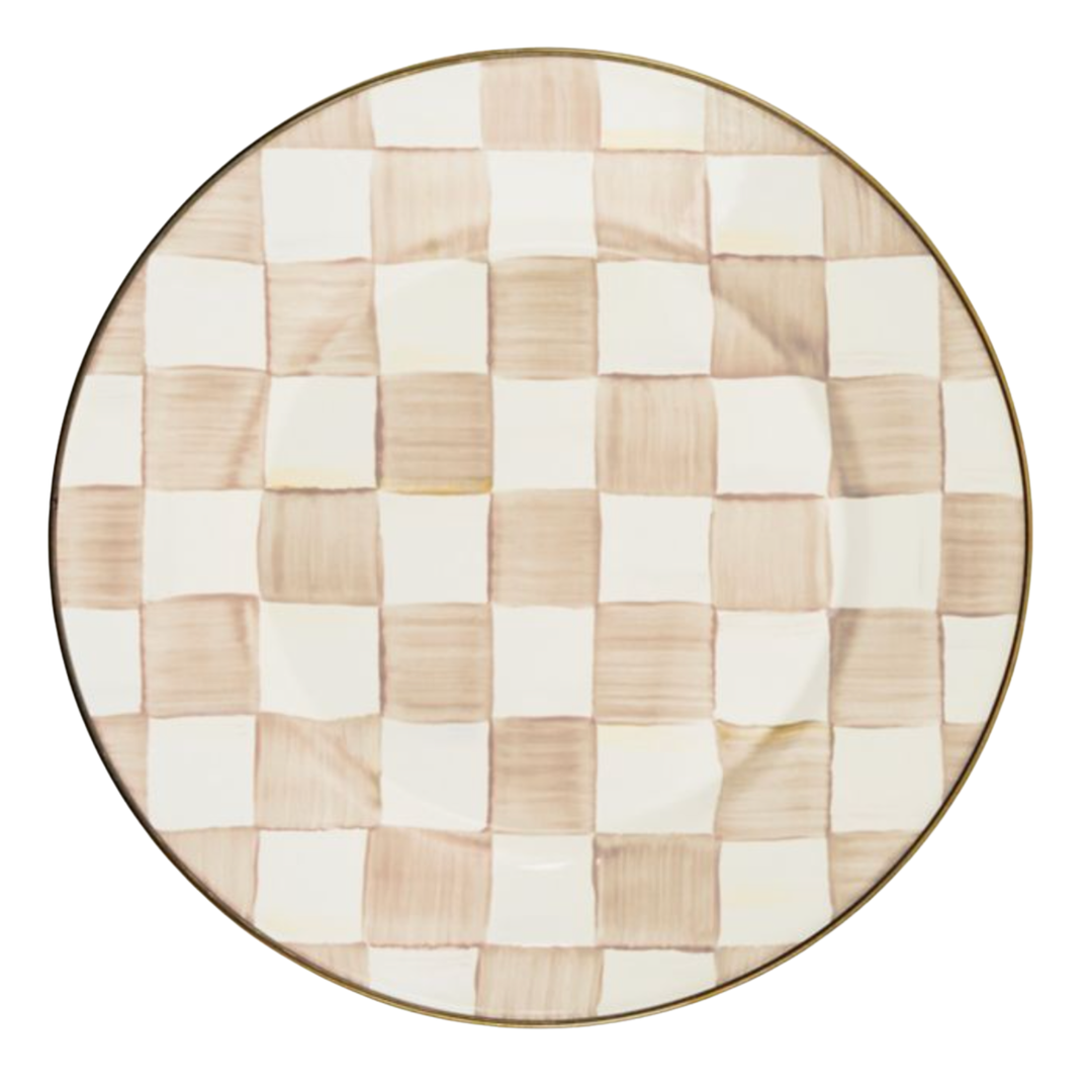Belle Shops Mocha Check Dinner Plate Default Title