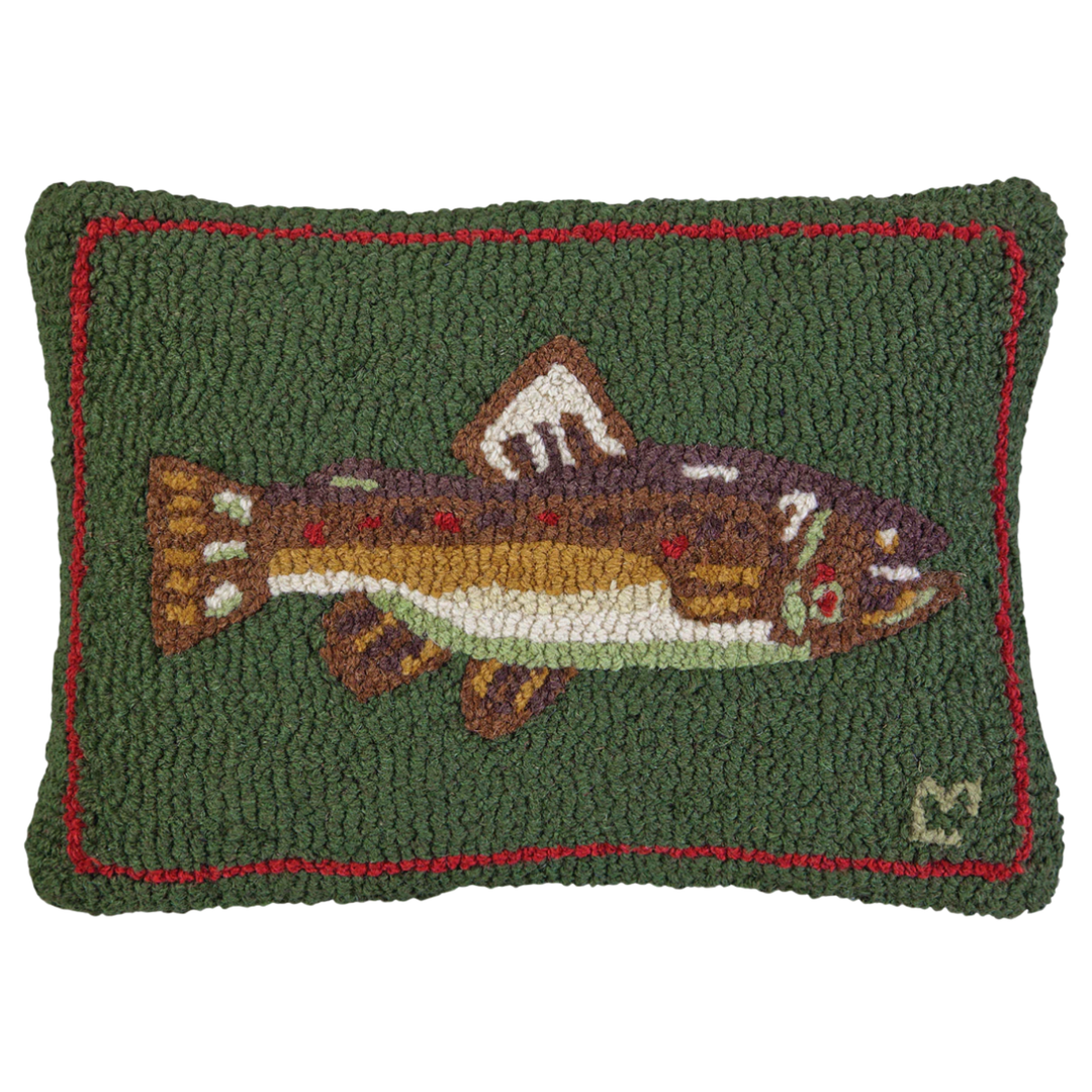 CHANDLER 4 CORNERS Brown Trout Hand-Hooked Pillow Default Title