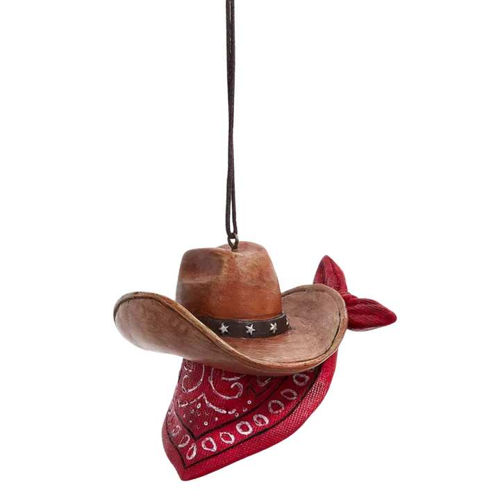 KURT ADLER Cowboy Hat Ornament With Bandana