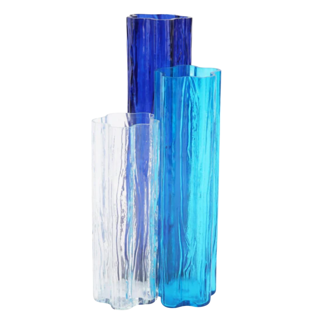VIETRI Flora Glass Blue Vase Default Title