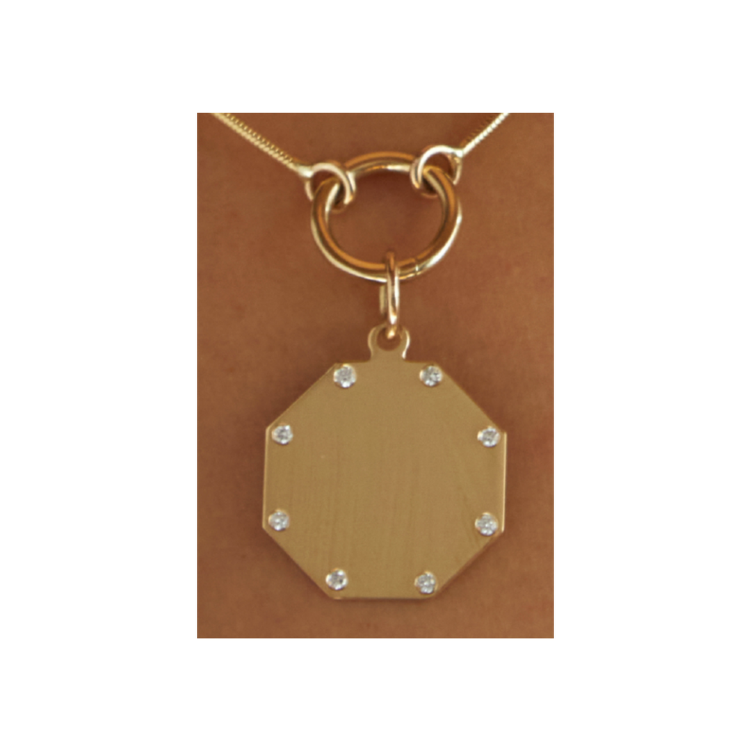 Hexagon 18K Yellow Gold With Diamond Pendant