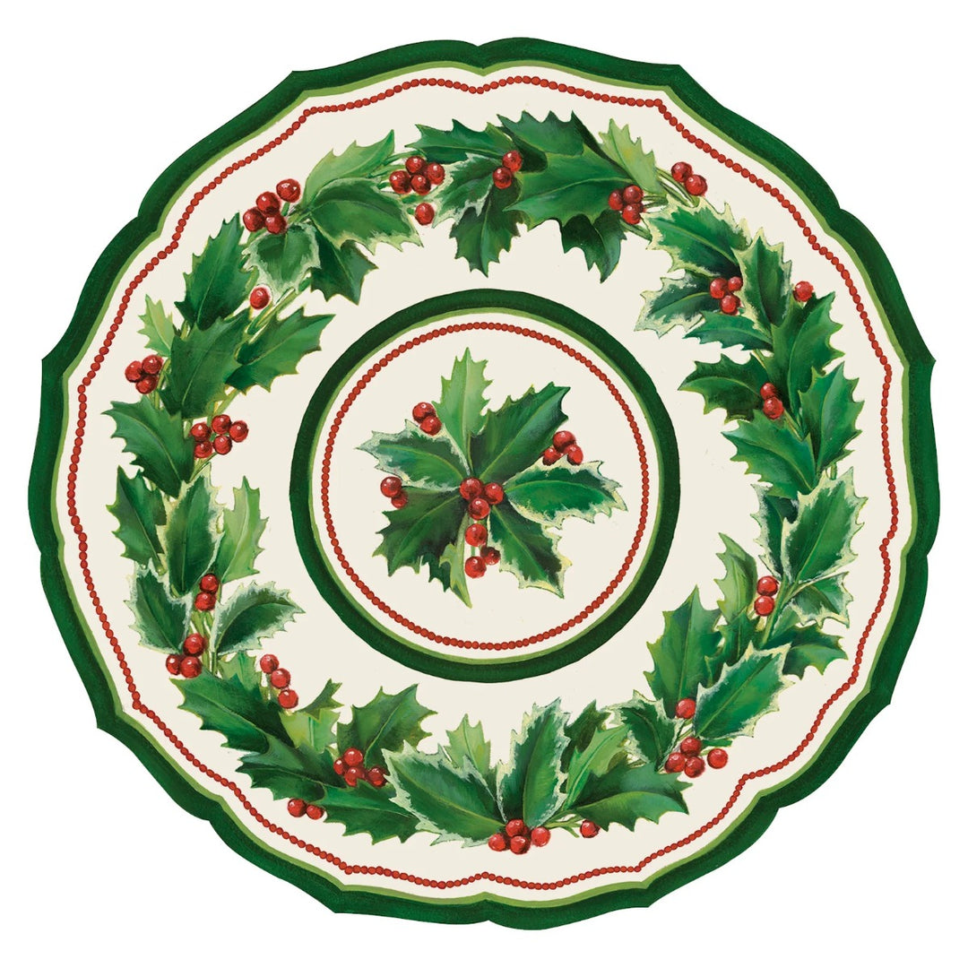 HESTER & COOK Die-Cut Holiday Holly China Placemat