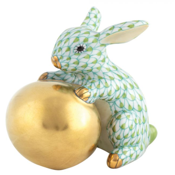 HEREND Bunny With Egg KEYLIME