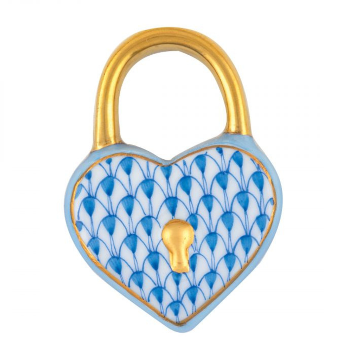 HEREND HEART LOCK BLUE